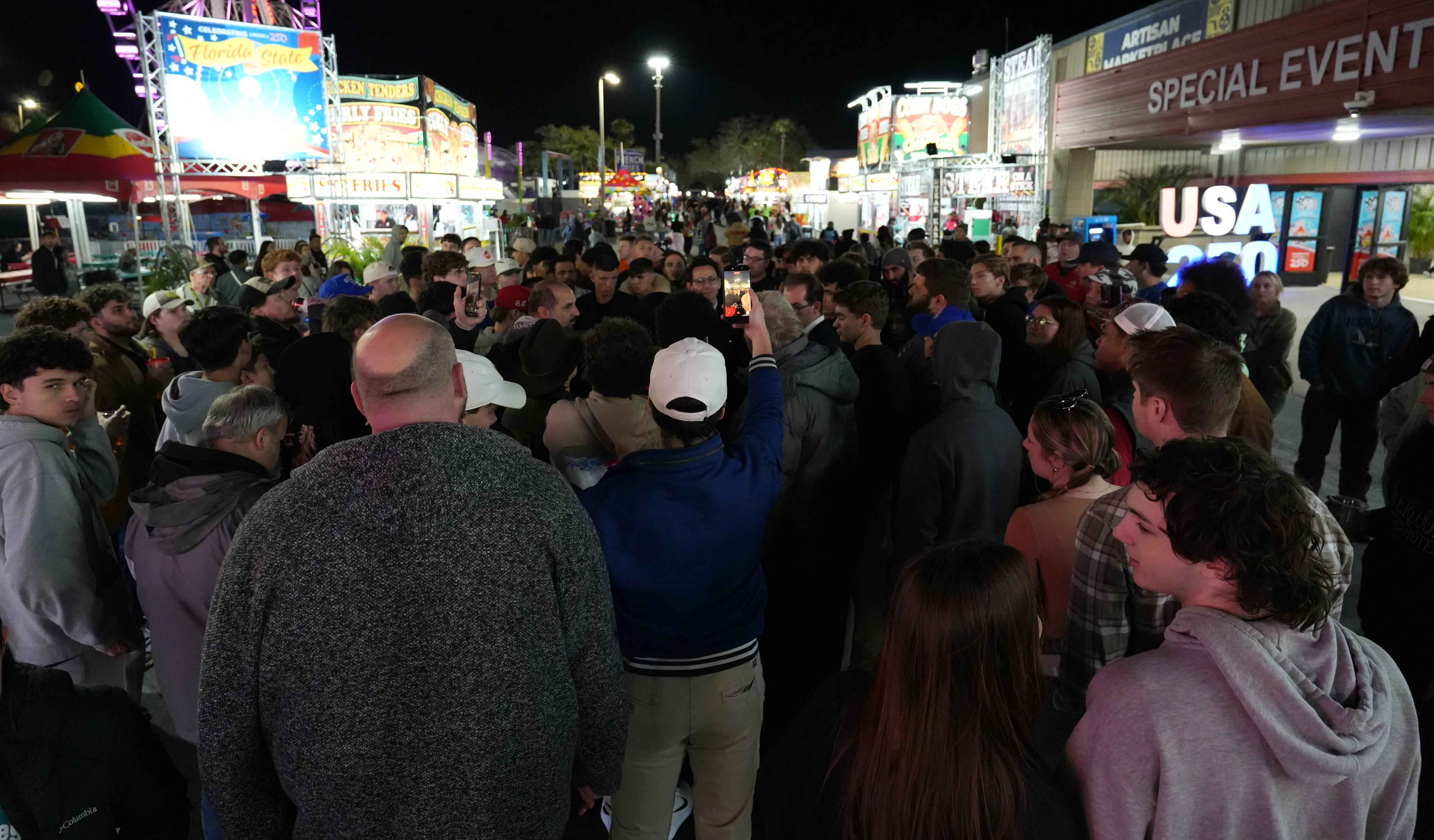 Drawing a massive crowd of supporters in the heart of the fairgrounds.