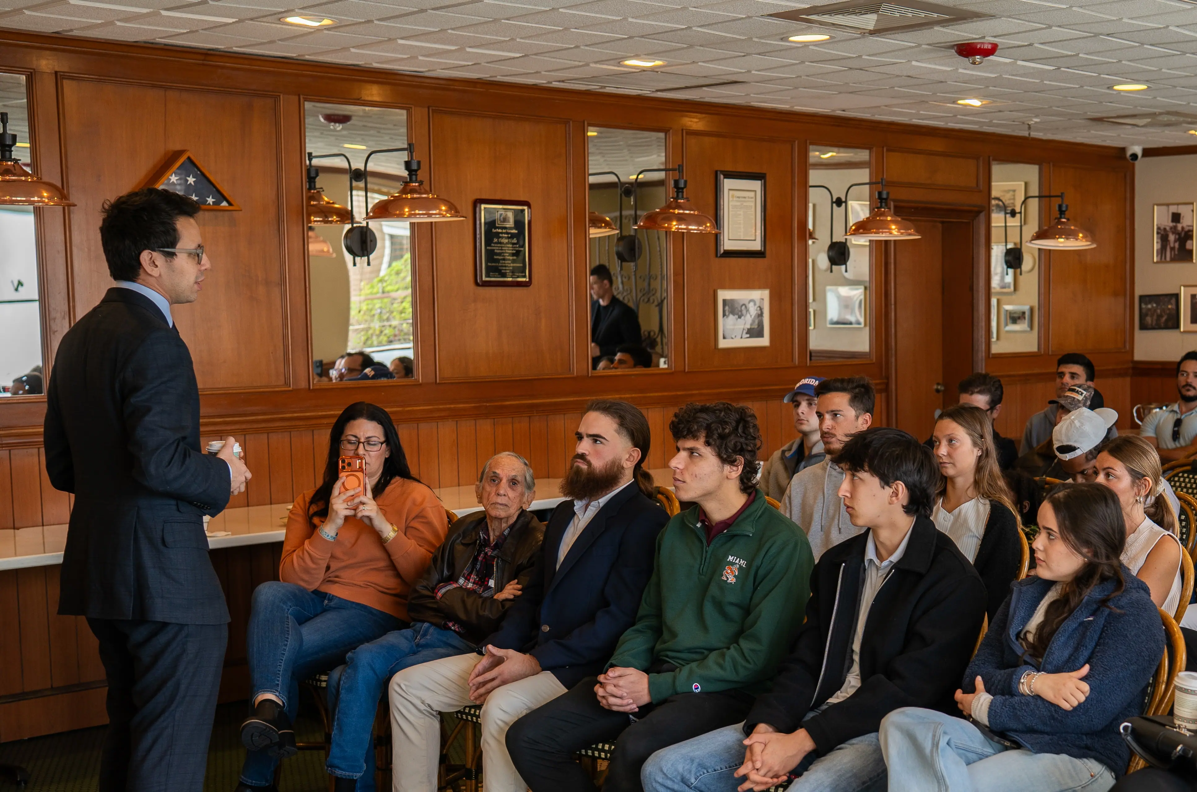 Starting the morning with a cafecito and conversation at the iconic Versailles Restaurant.
