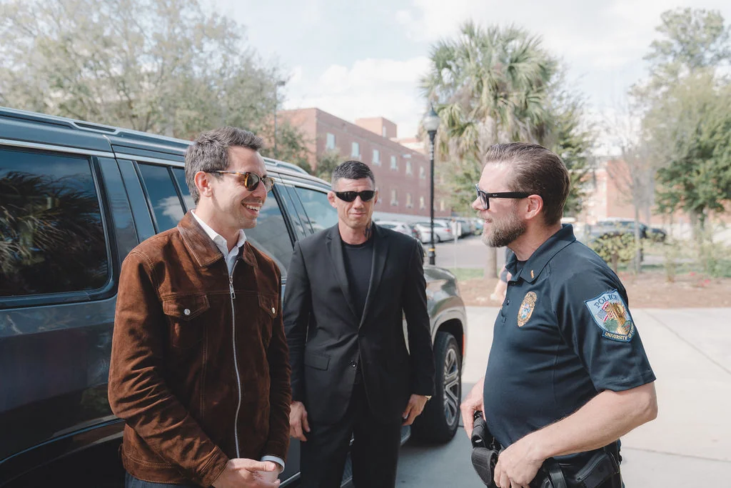 Having a discussion with the campus police