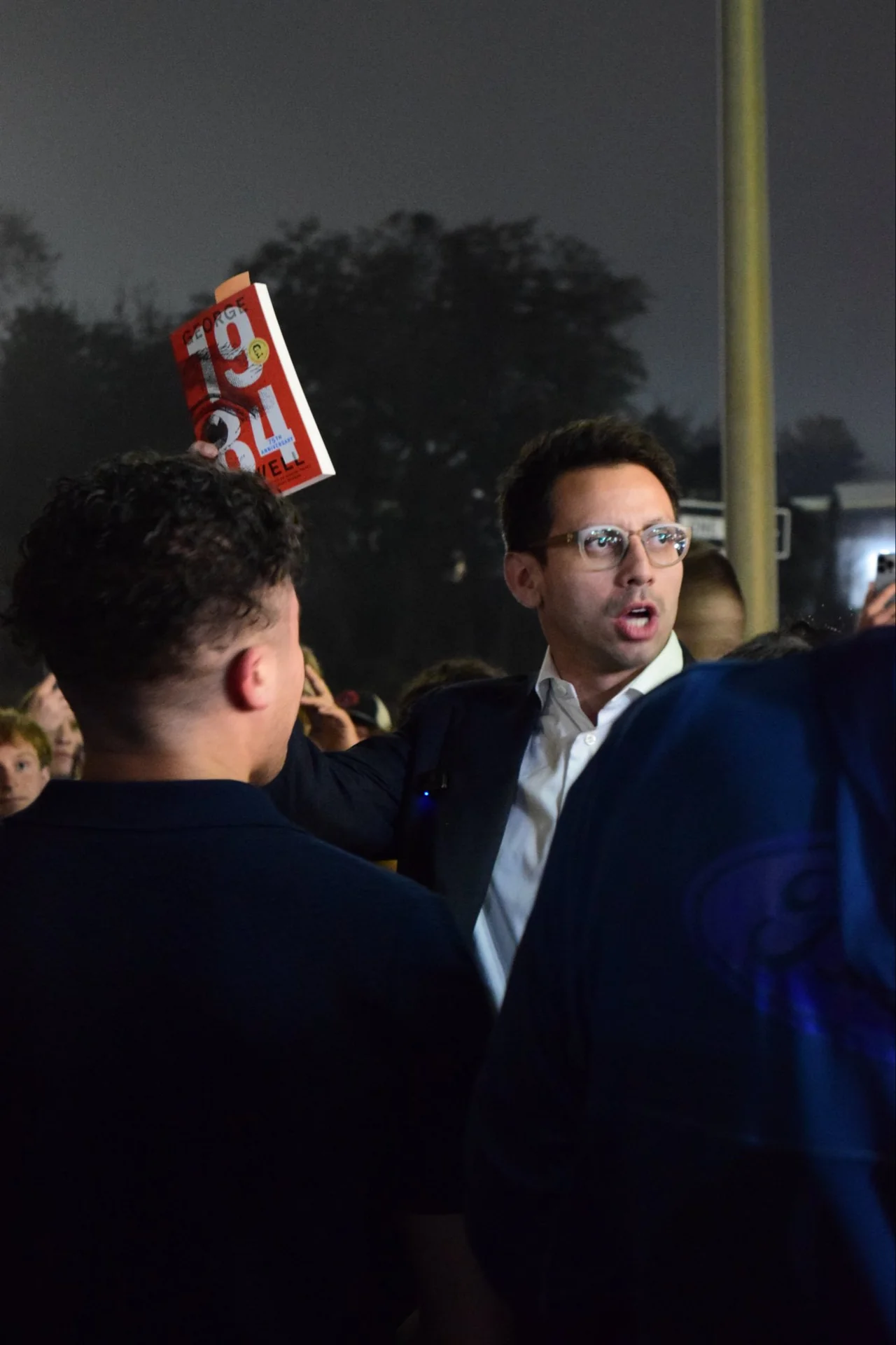 Speaking on privacy outside after the event