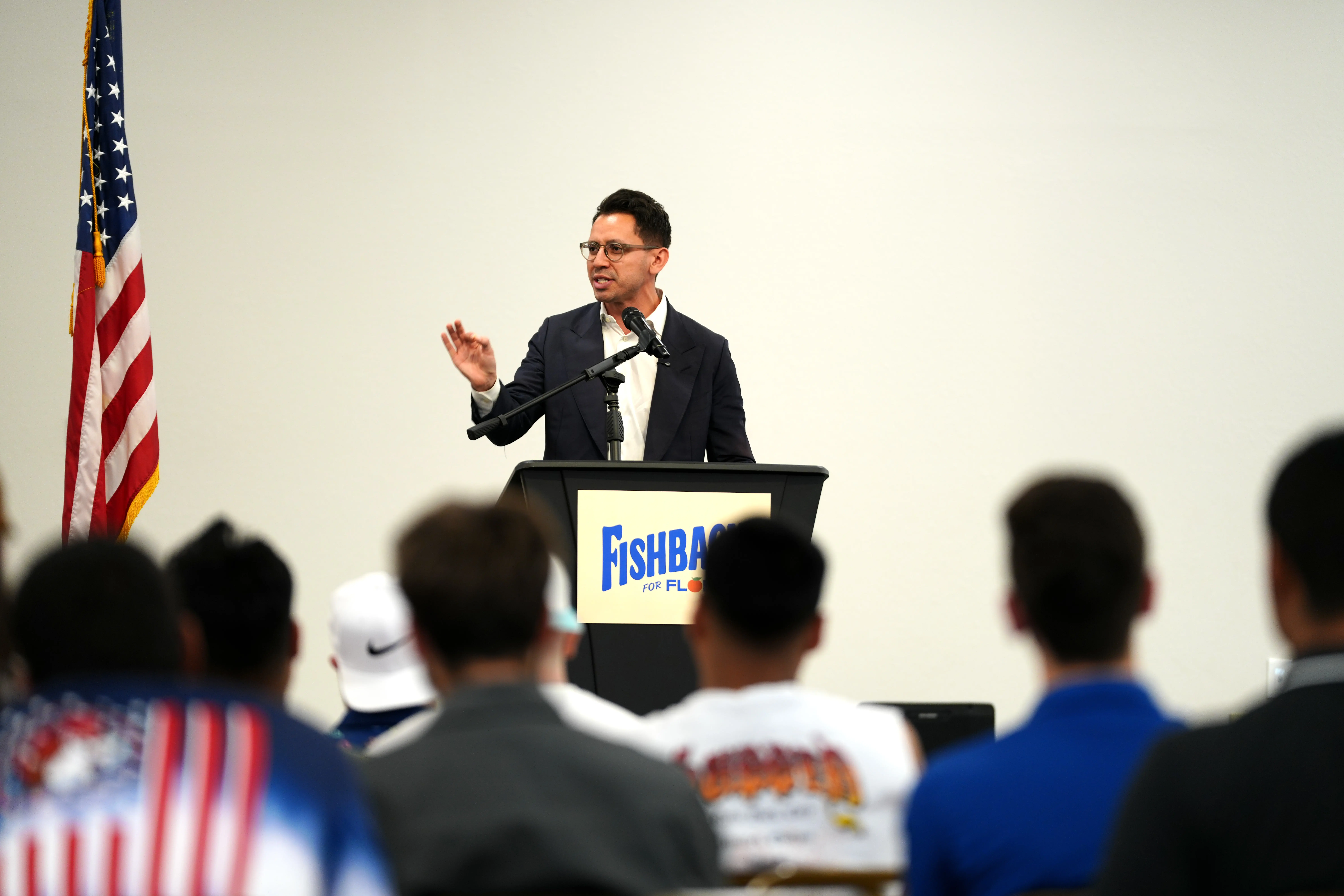 Fishback addresses Orange County supporters during the Apopka rally.