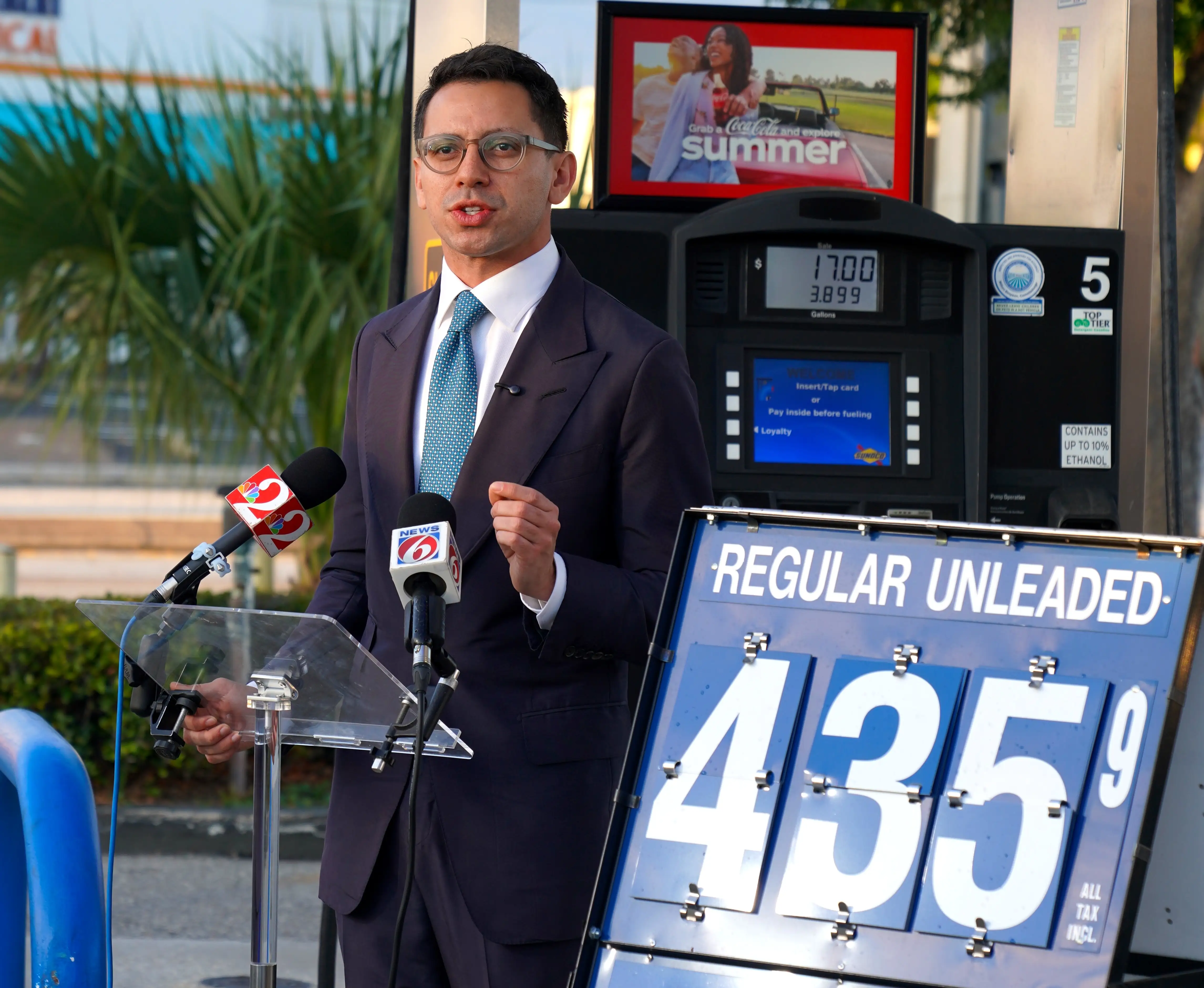 Fishback addresses rising gas prices at the Colonial Drive Sunoco.