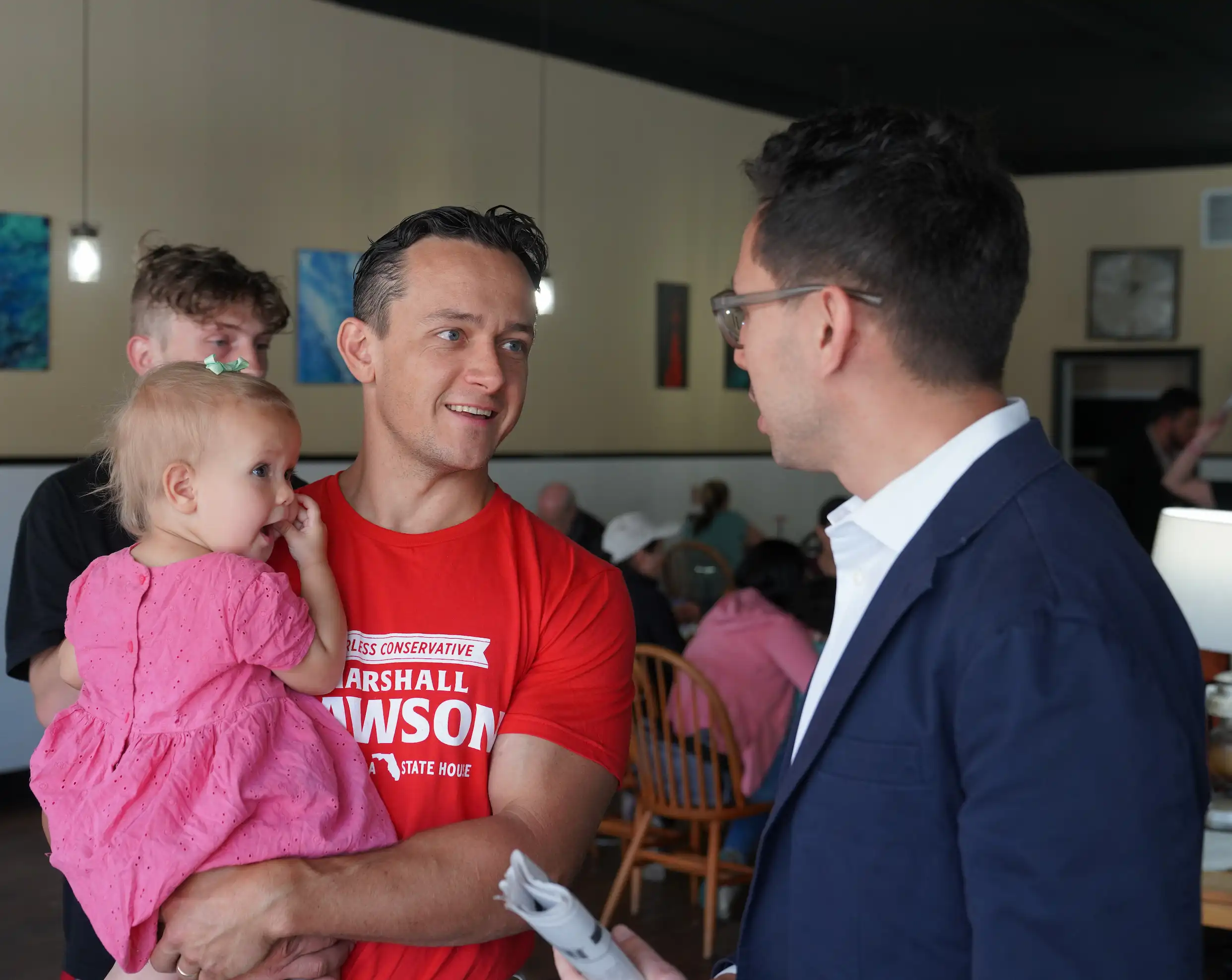 Starke residents gather for the Bradford County campaign stop.