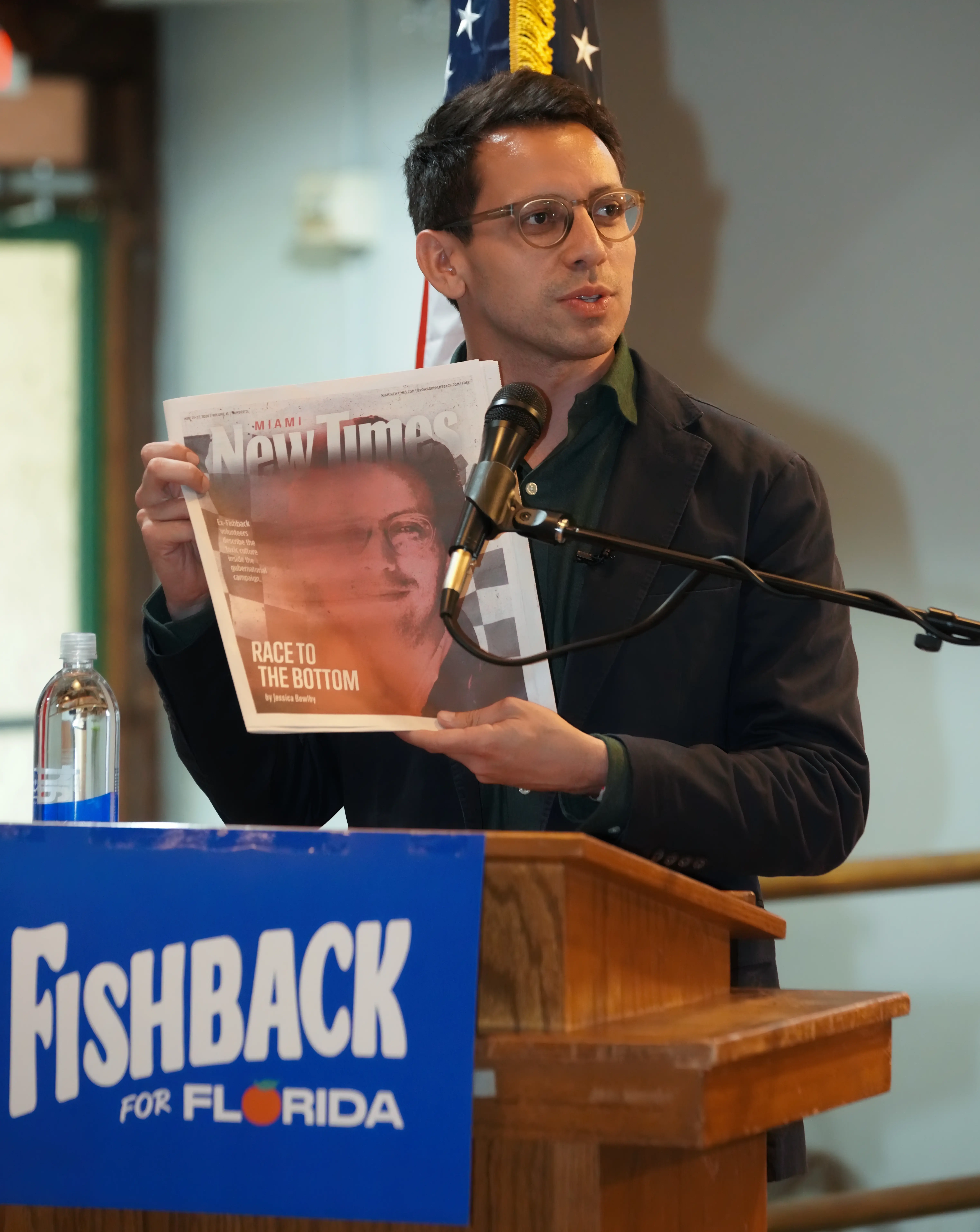Fishback speaks with Broward County voters at the Tamarac Moose Lodge.
